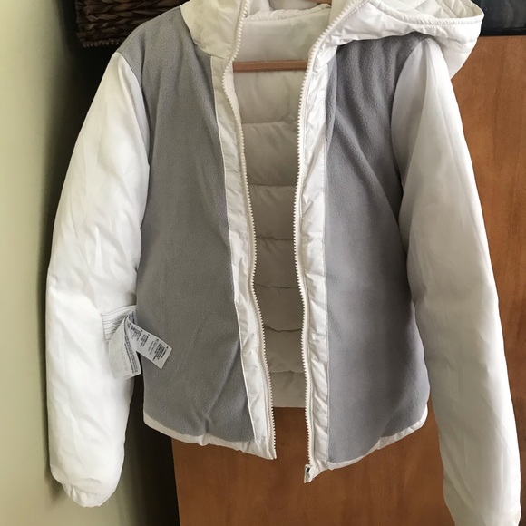 Abercrombie Girls Medium Cream/White Puffer Coat - Picture 13 of 13